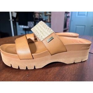 Reef Cushioned Vista Higher Platform Leather Sandals Sz 10